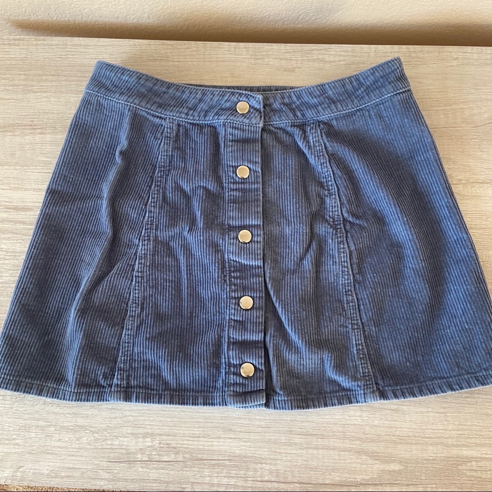 Forever 21 Button Up Corduroy Blue Skirt
